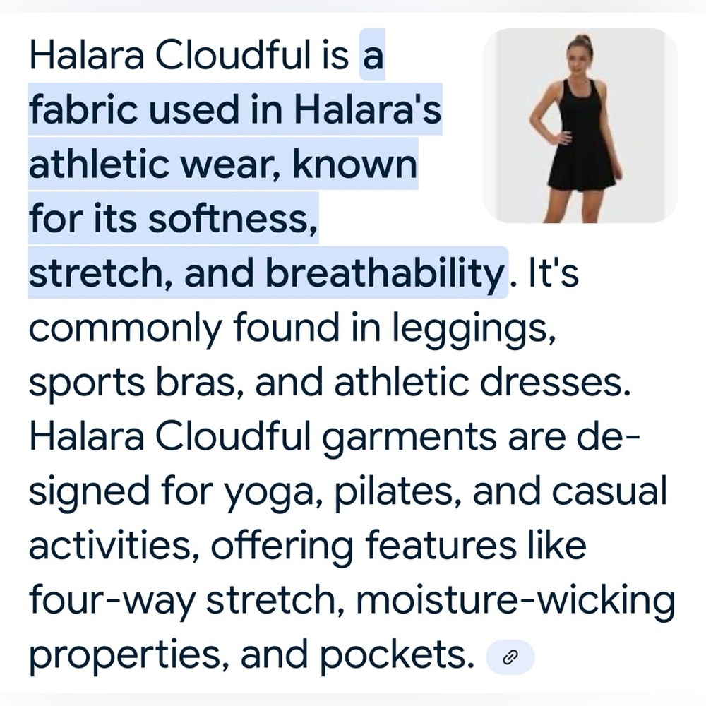 Halara Black NWT XL Back Athletic Dress w/ Built In Bra & Shorts Cloudful Fabric - Picture 6 of 7